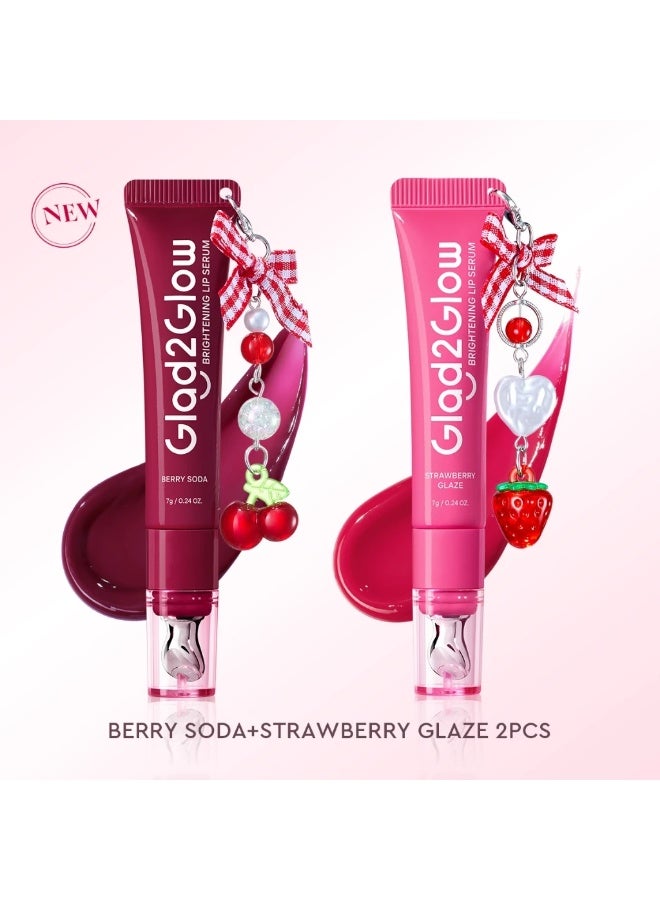 GLAD2GLOW Brightening Charm Lip Serum 01 Strawberry Glaze & 03 Berry Soda – 7g Each (Set of 2) - Image 1